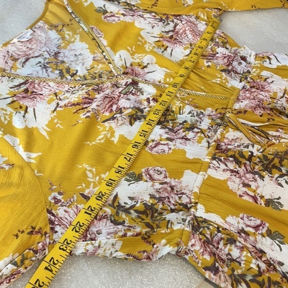 Chic Soul Mustard Floral Romper 2X (16-18) Plus Size Boho Festival - Picture 14 of 16